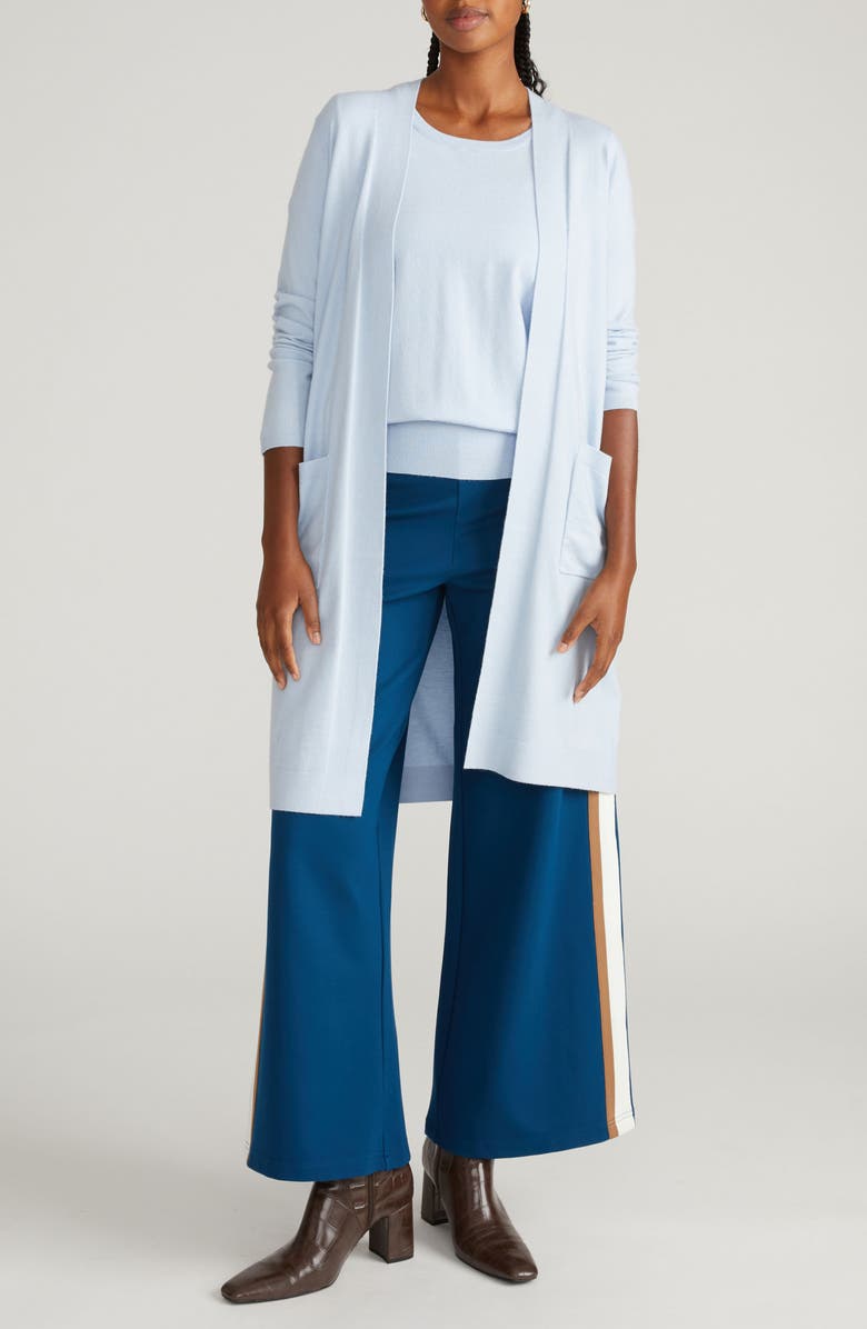 Universal Standard Long Open Front Cardigan, Main, color, Silver Blue
