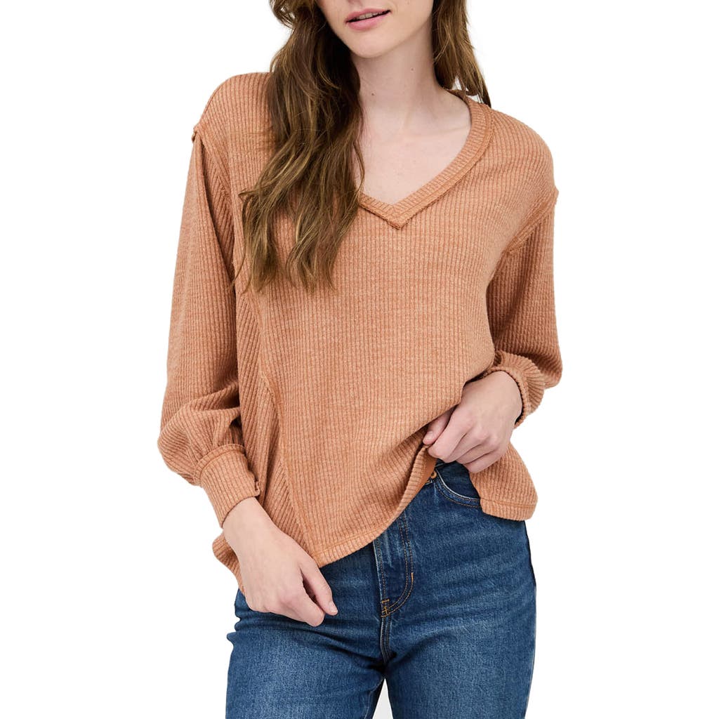 BLU PEPPER BLU PEPPER RIB KNIT LONG SLEEVE TOP