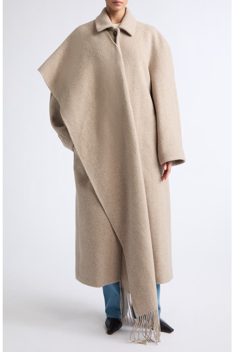 Canyon Wool Blend Coat with Scarf Detail, Main, color, DUNE MELANGE