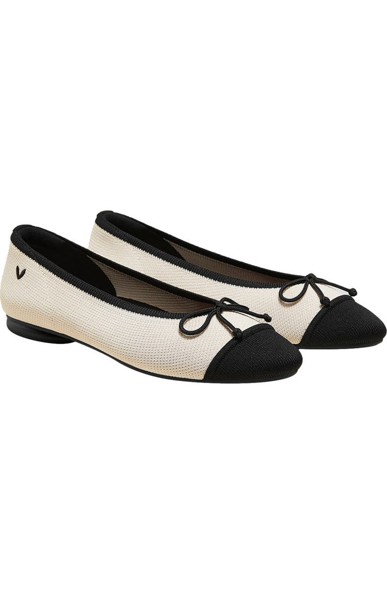 VIVAIA Almond-Toe Bow Flats, Main, color, Cream Ivory Black