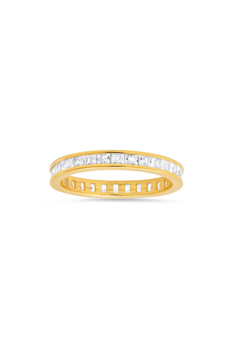 Sterling Silver Princess Cut Cubic Zirconia Band Ring, Main, color, GOLD