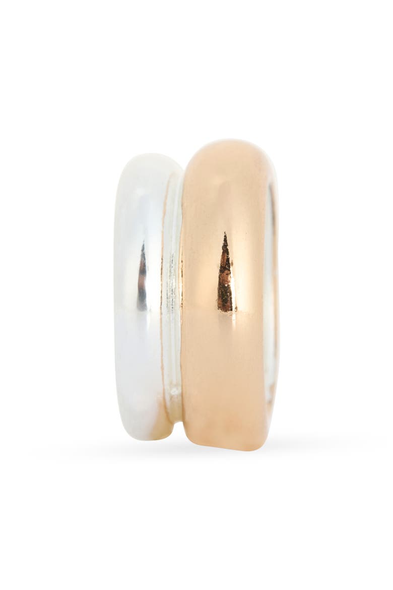Two-Tone Ridged Band Ring, Alternate, color, GOLD- SILVER