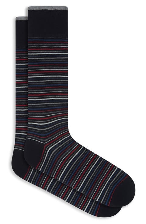Stripe Cotton Blend Dress Socks