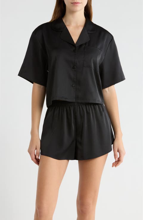 Boxy Stretch Satin Short Pajamas
