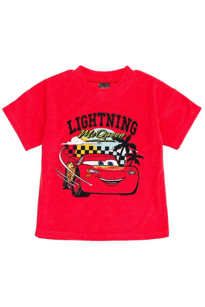 Mickey Mouse Boys' Loop Terry 2-Piece T-Shirt and Shorts Set, Alternate, color, Lightning McQueen Red