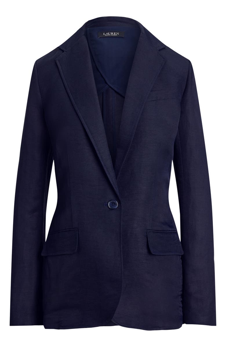 Lauren Ralph Lauren Linen Blend Blazer, Alternate, color, Lauren Navy Blue