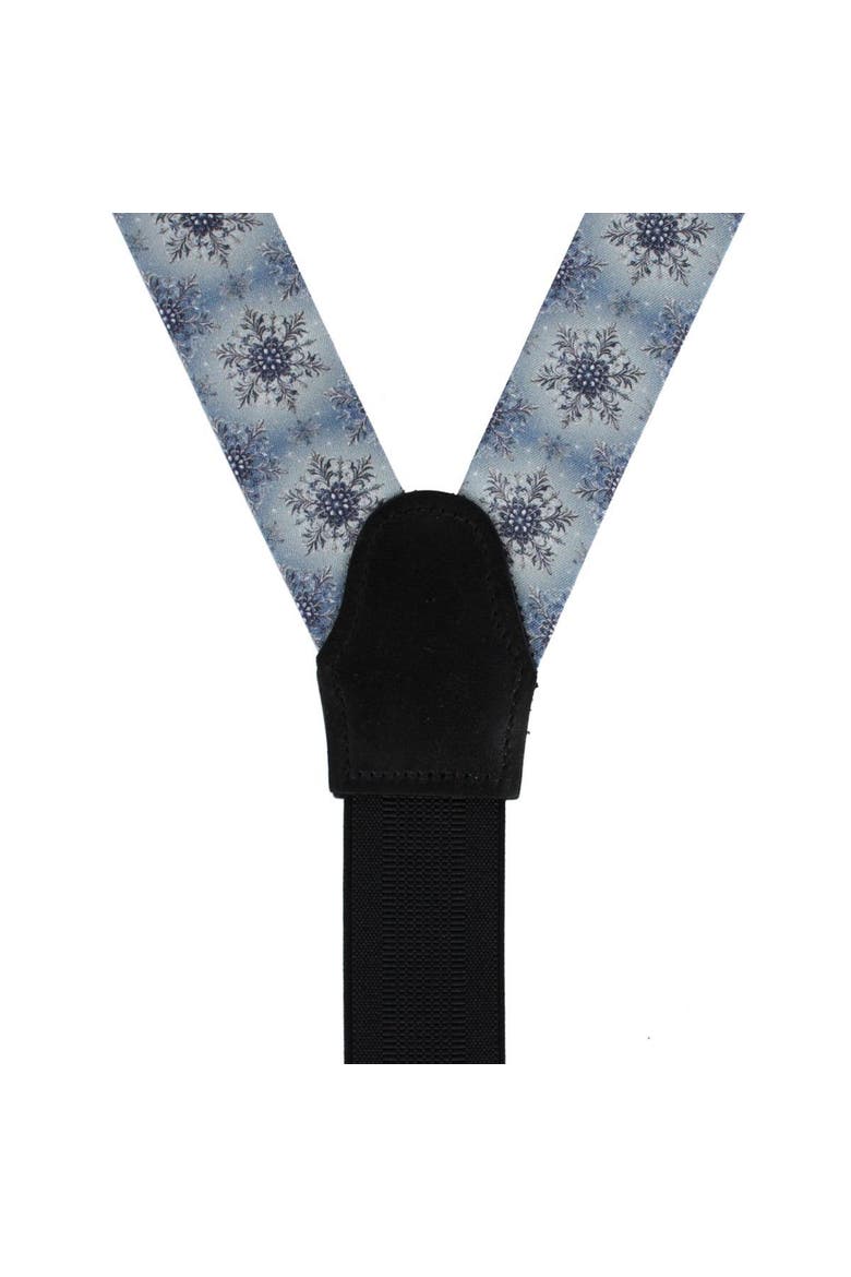 Clarence The Classy Snowflake Silk Holiday Button End Brace, Alternate, color, Light Blue