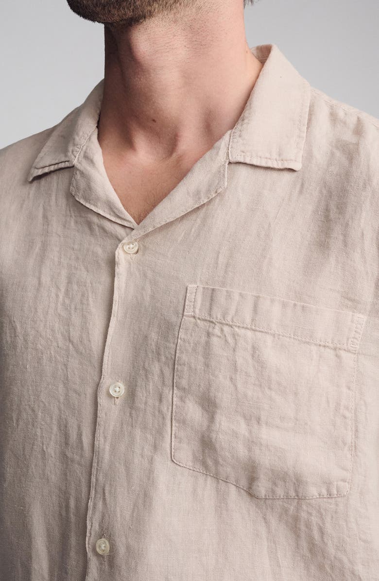 Mavi Jeans Linen Camp Shirt, Alternate, color, Sand
