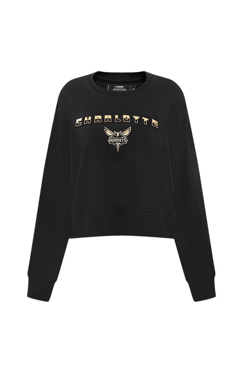 PRO STANDARD Women's Pro Standard Black Charlotte Hornets Glam Cropped Pullover Sweatshirt, Alternate, color, Black