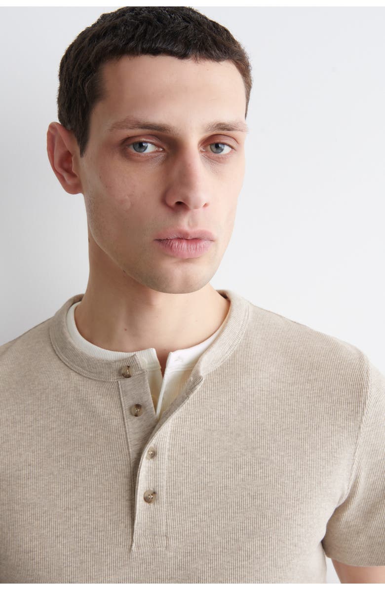 COS Slim-Fit Ribbed Henley T-Shirt, Alternate, color, Beige Mélange
