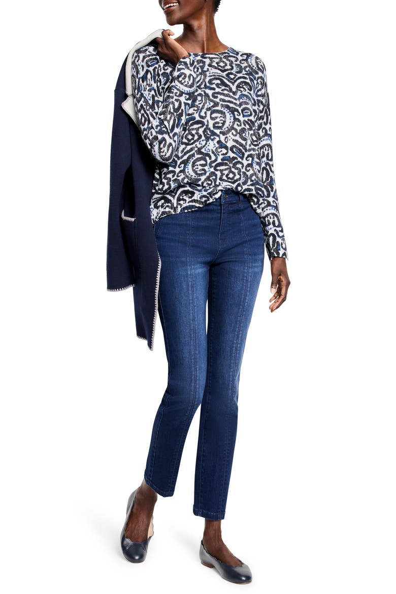 Tossed Paisley Print Sweater, Alternate, color, INDIGO MULTI