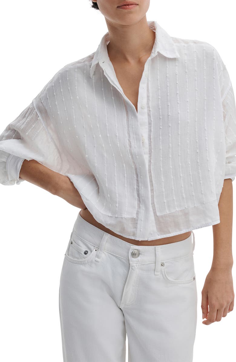 rag & bone Marin Combo Button-Up Shirt, Alternate, color, White