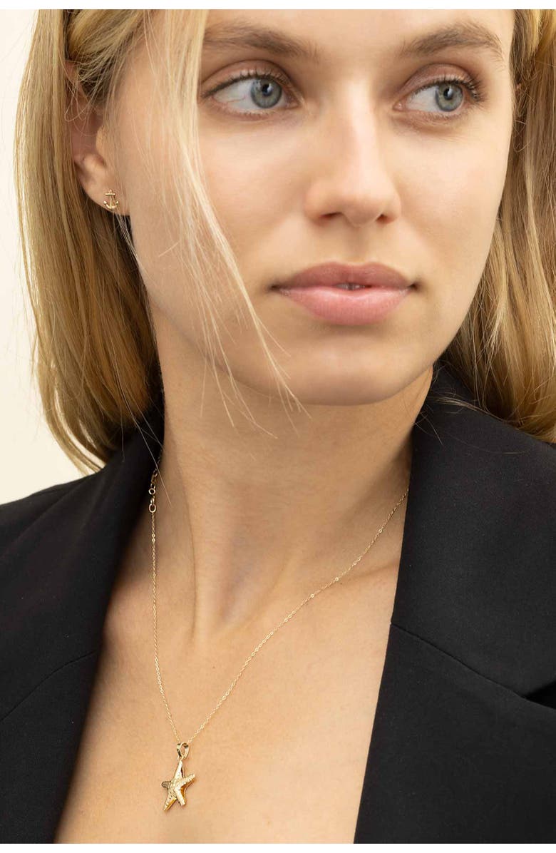 Oradina 14K Yellow Gold Queen Starfish Pendant Necklace, Alternate, color, Yellow Gold