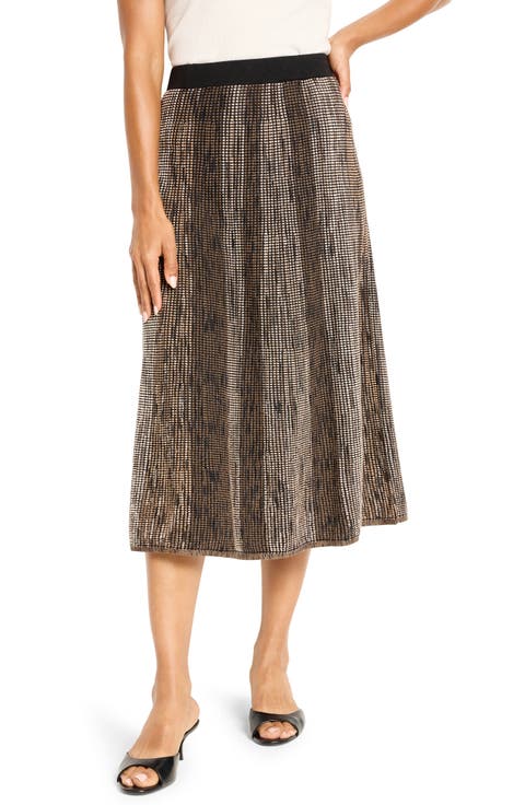Ombré Pixel Metallic Knit Midi Skirt (Petite)