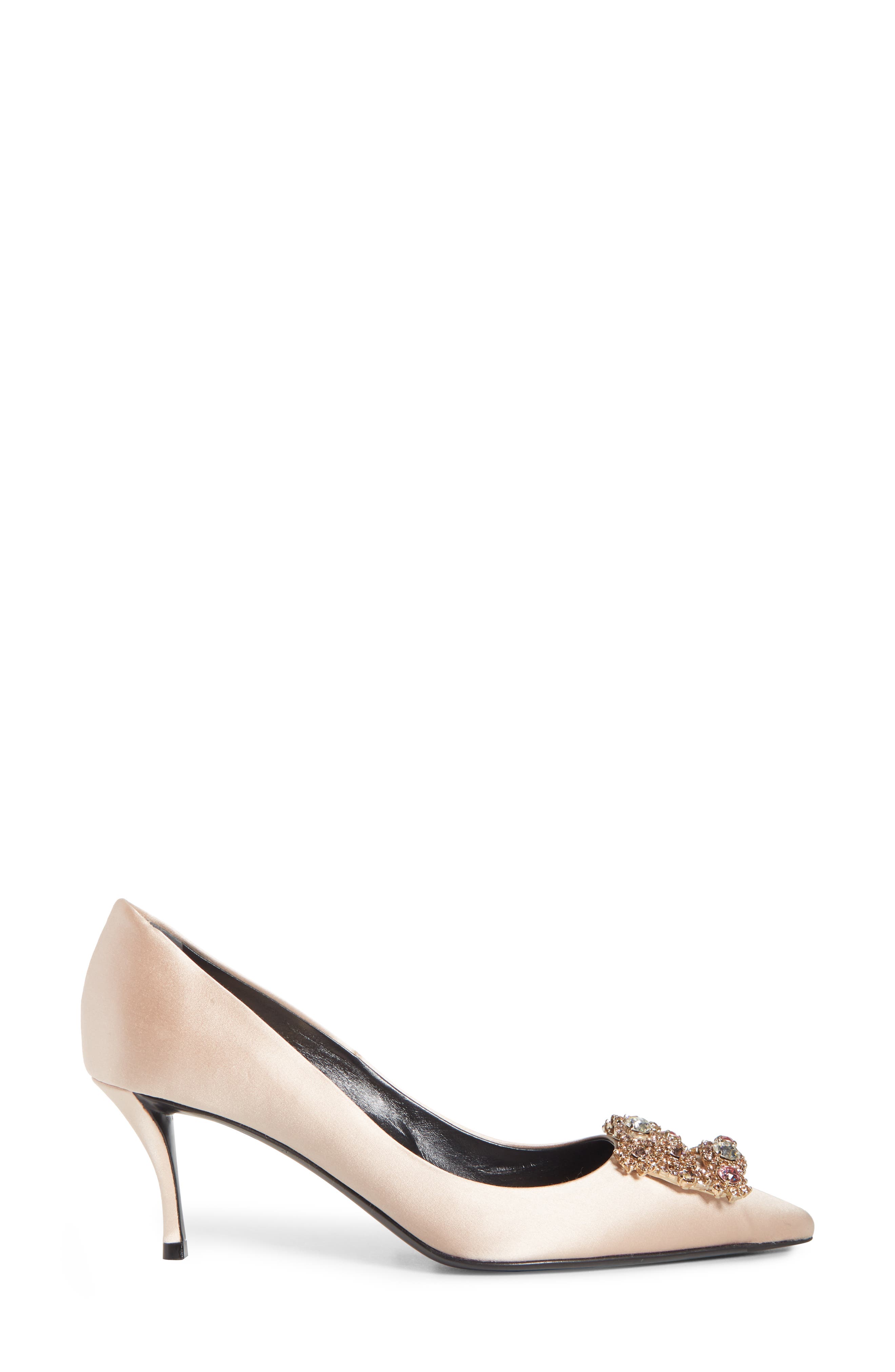 Sin Crystal Buckle Pointed Toe Pump, Alternate, color, CHAMPAGNE