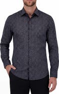 Report Collection Regular Fit Frond Print 4-Way Stretch Button-Up Shirt