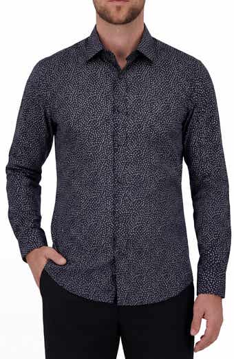 Report Collection Regular Fit Frond Print 4-Way Stretch Button-Up Shirt