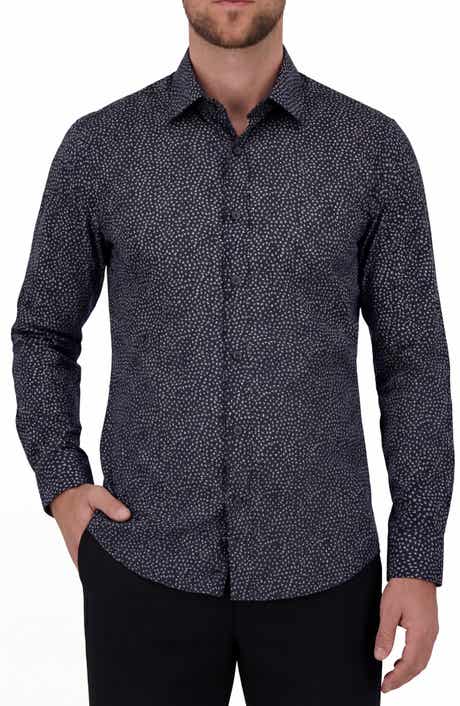 Report Collection Regular Fit Frond Print 4-Way Stretch Button-Up Shirt