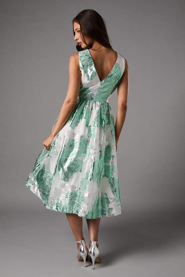 Jacquard Fit And Flare Midi Dress, Alternate, color, Green