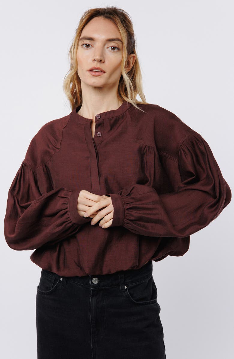 CIEBON Doe Bubble Hem Top, Alternate, color, Maroon