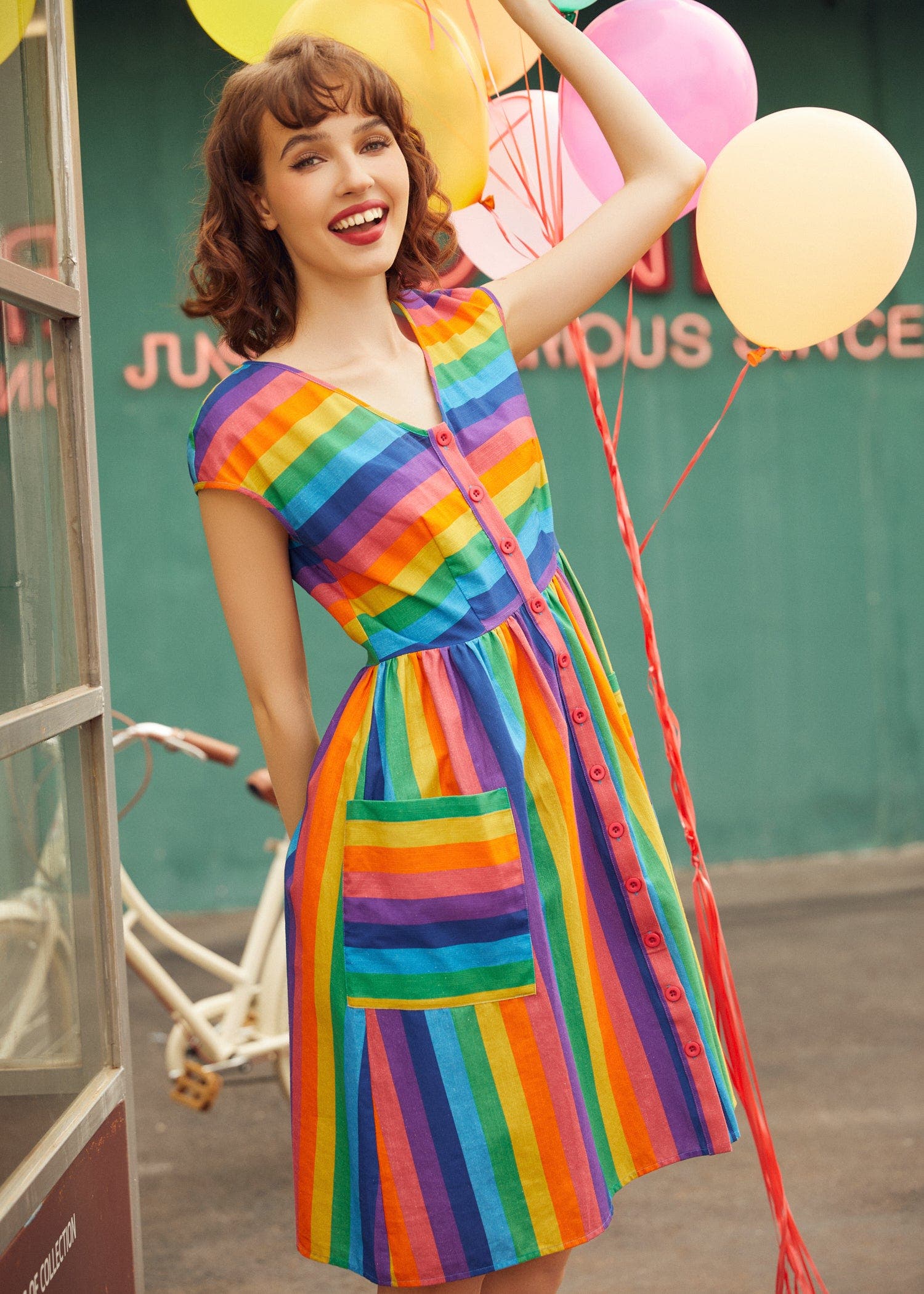 More Is More Rainbow Stripe Dress - image 2