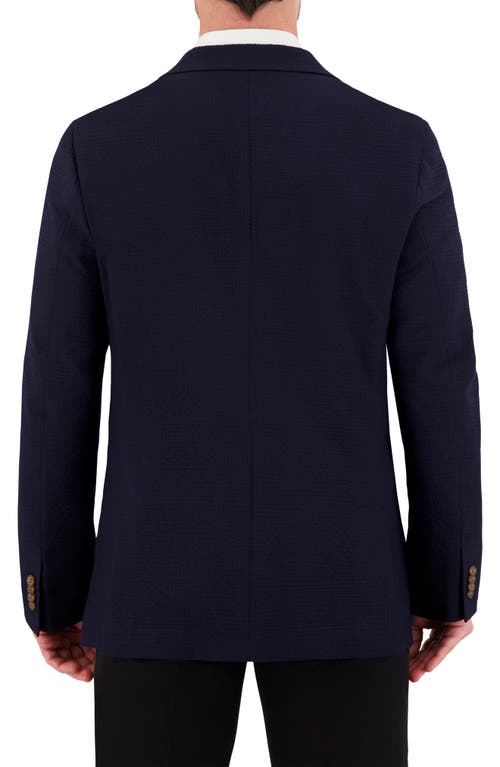 Victor Emmanuel Textured Stretch Seersucker Sport Coat In 422 Navy