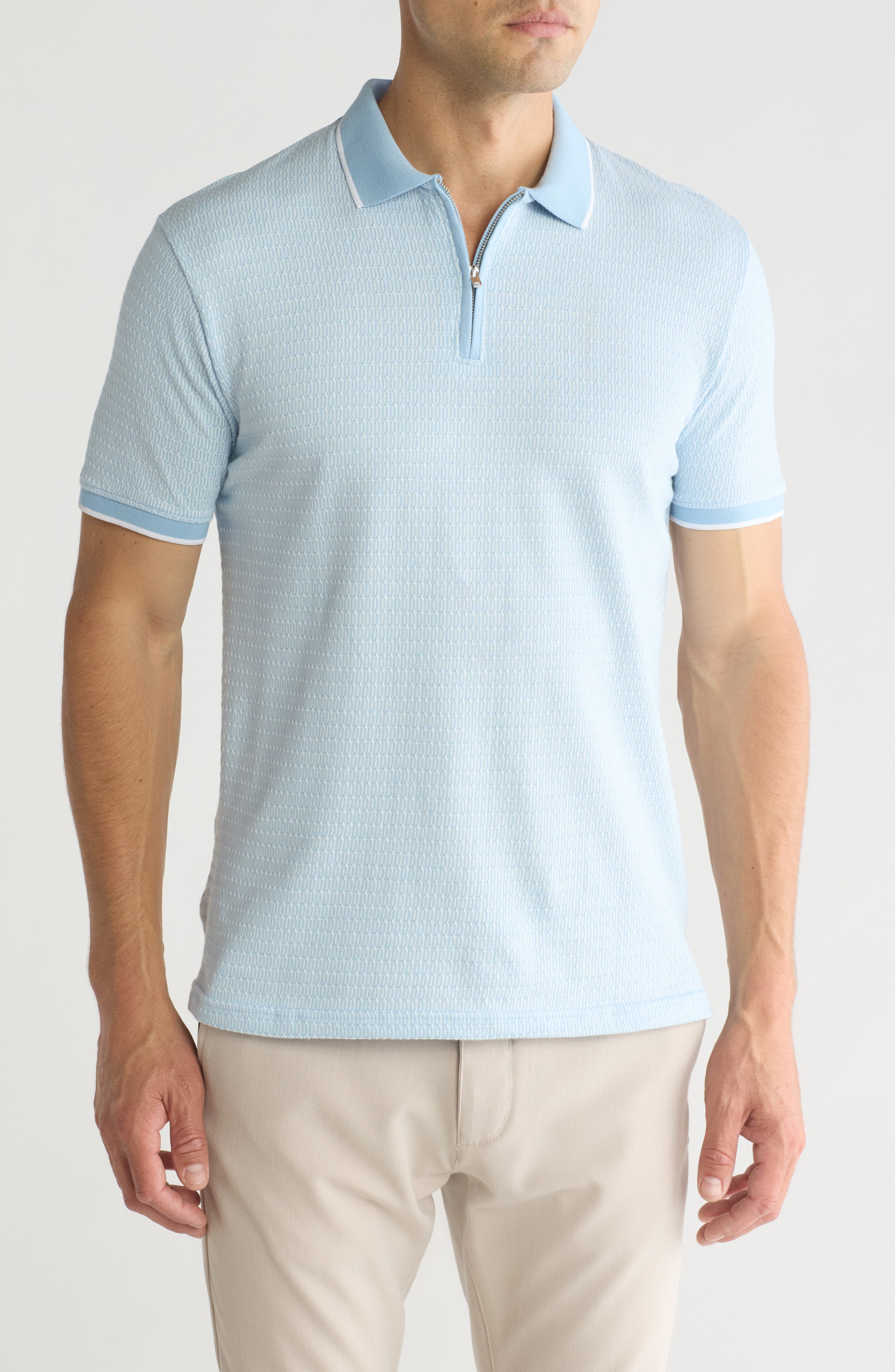 Cactus Man Textured Zip Polo