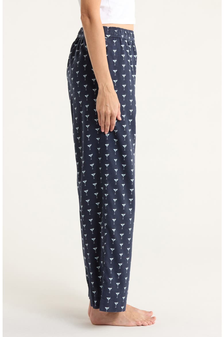 Print Flannel Boxer Pajama Pants, Alternate, color, NAVY CLASSIC MOCKTAIL