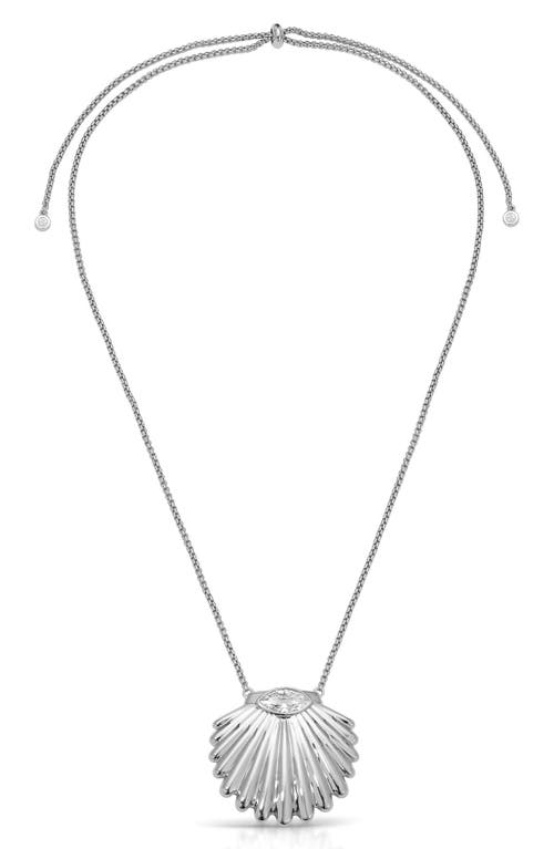 Ettika Cubic Zirconia Scalloped Shell Pendant Necklace In Metallic