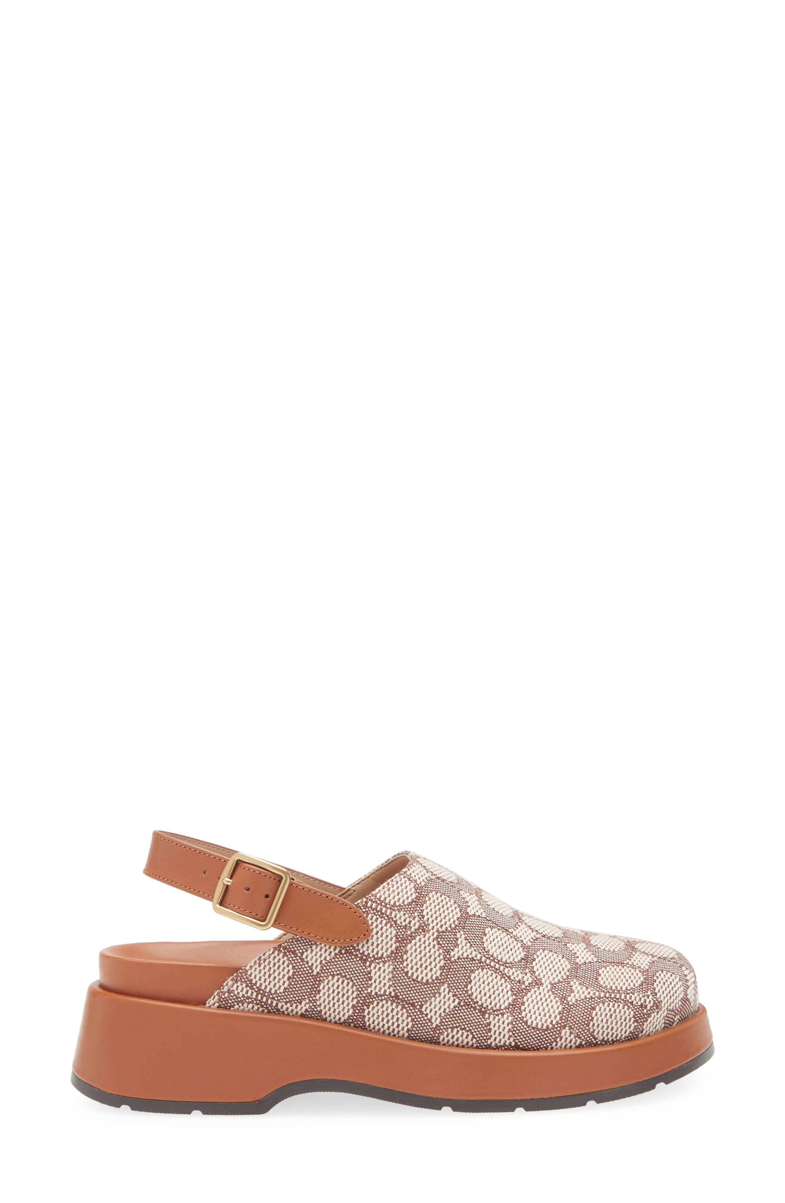 COACH Sculpted C Signature Jacquard Slingback Platform Clog, Alternate, color, Cocoa/ Burnished Amber