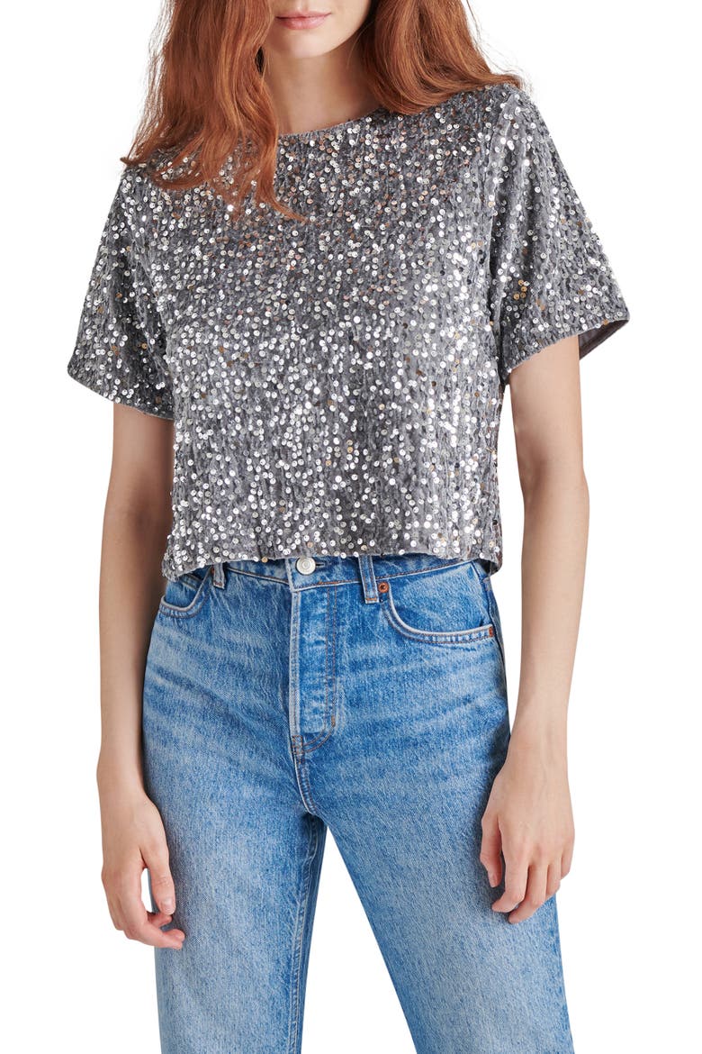 Cressa Sequin T-Shirt, Main, color, GREY