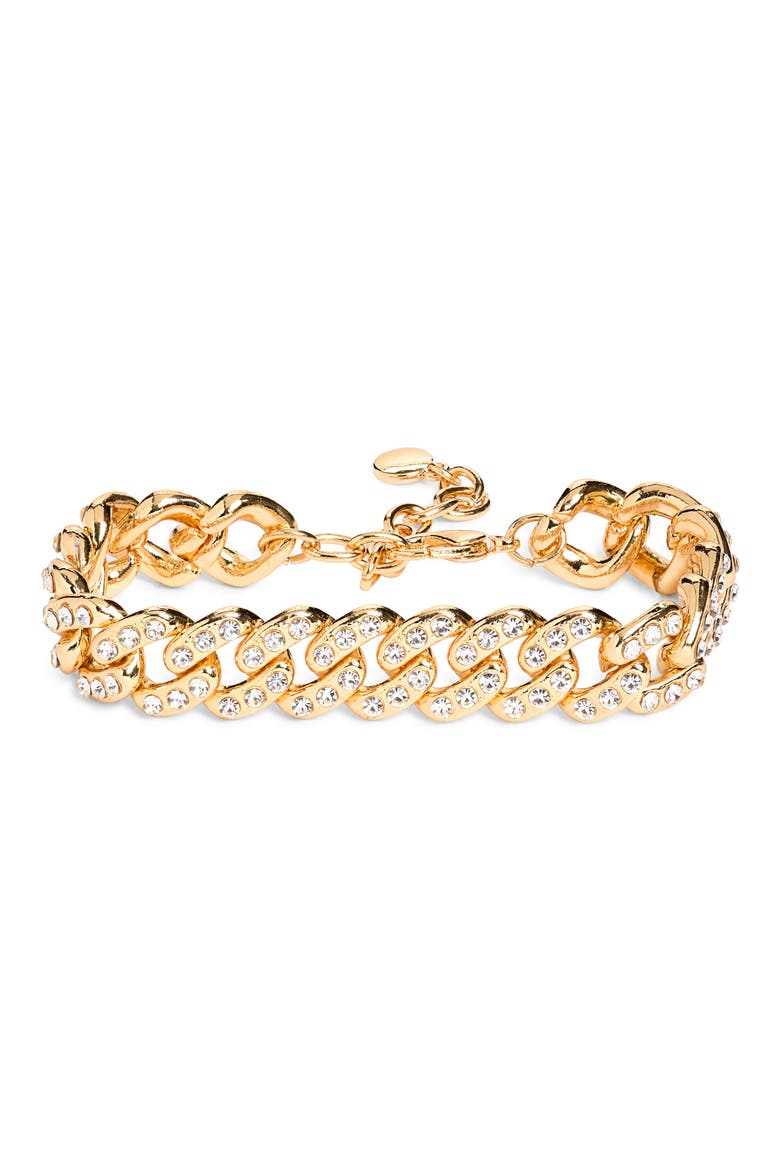 Statement Pavé Crystal Curb Chain Bracelet, Main, color, CLEAR