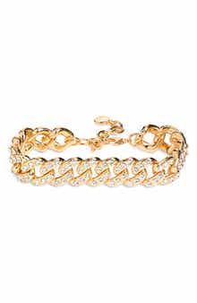 BaubleBar Statement Pavé Crystal Curb Chain Bracelet