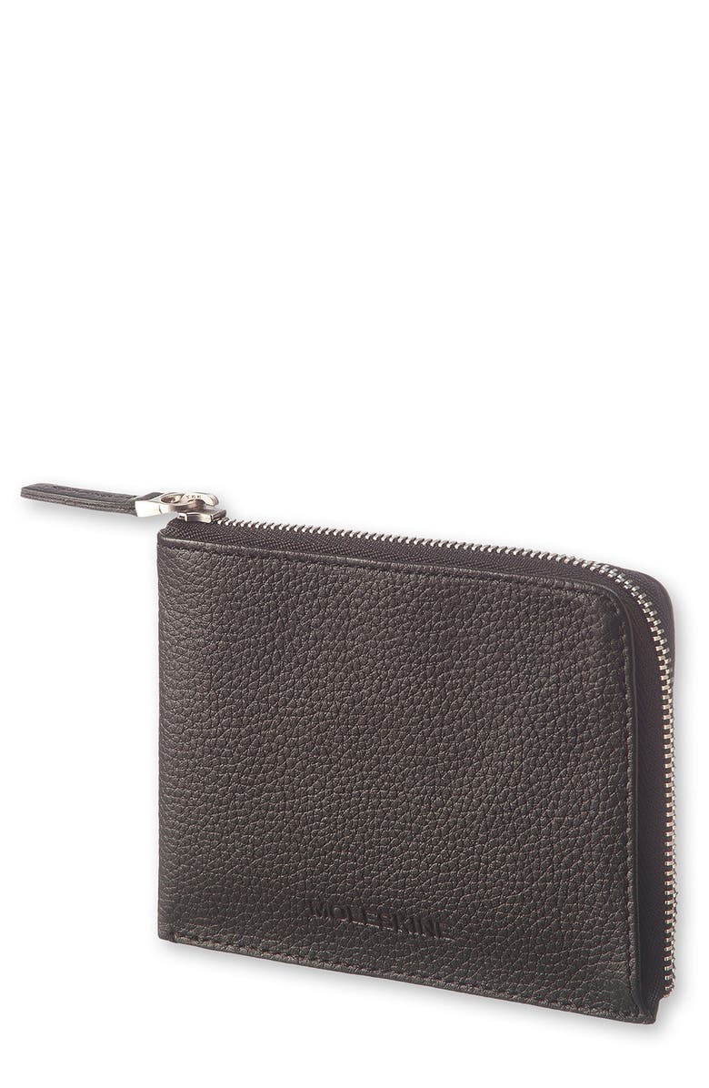 Moleskine Lineage Leather Zip Wallet, Main, color, 