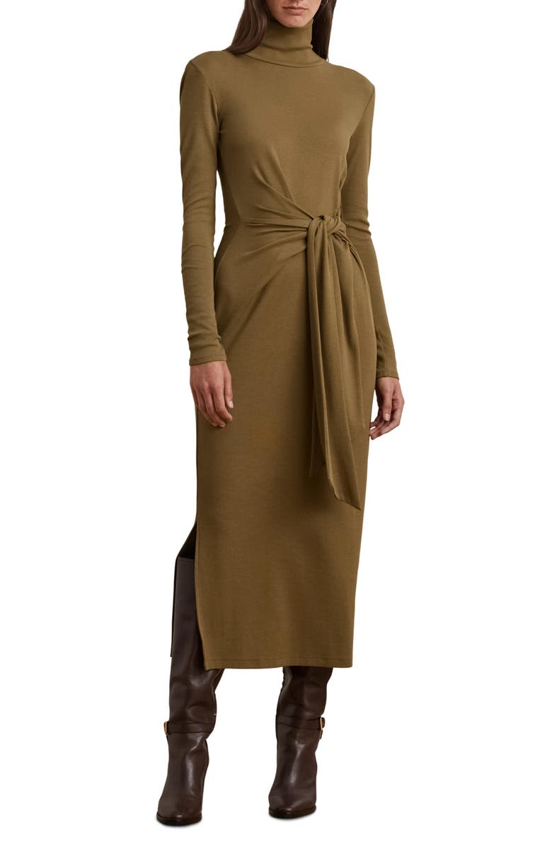 Lauren Ralph Lauren Tie Waist Long Sleeve Rib Dress, Main, color,