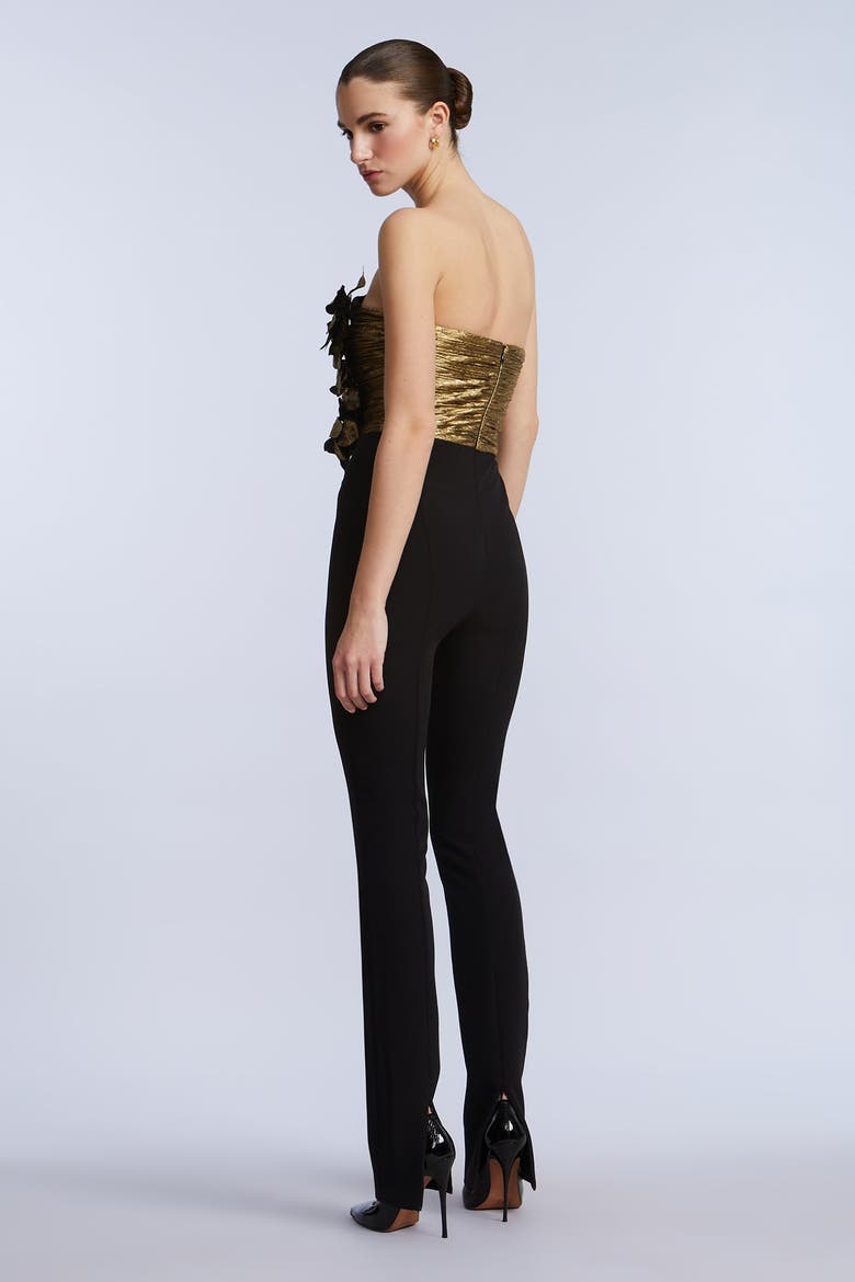 Flower Detail Jumpsuit, Alternate, color, Gold & Black Combo