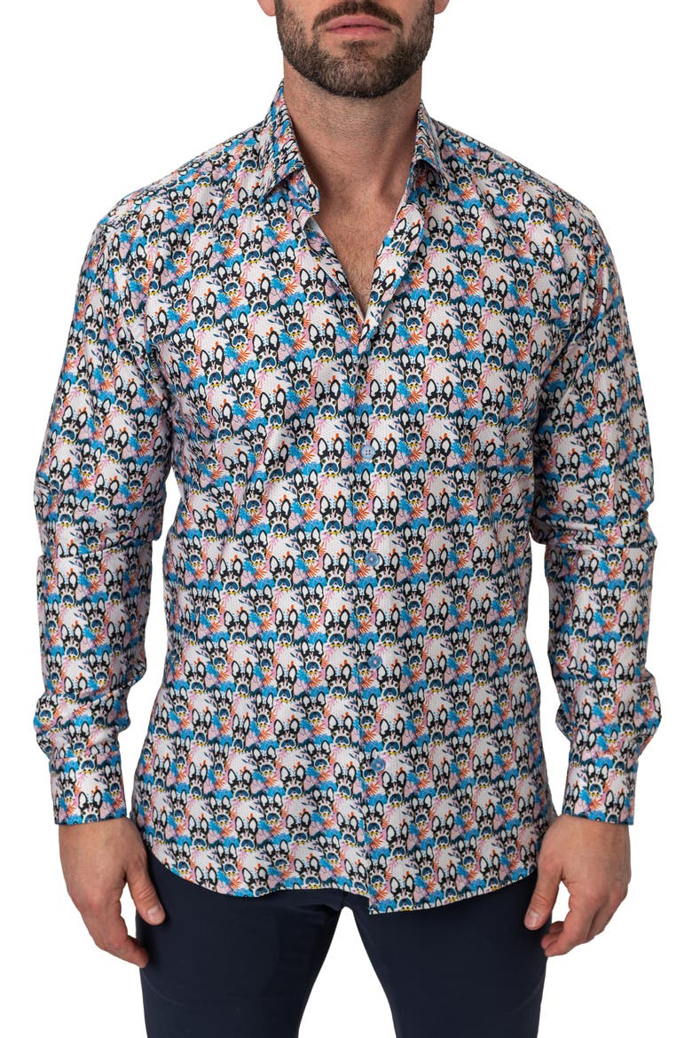 Fibonacci Ears Cotton Button-Up Shirt, Main, color, MULTI