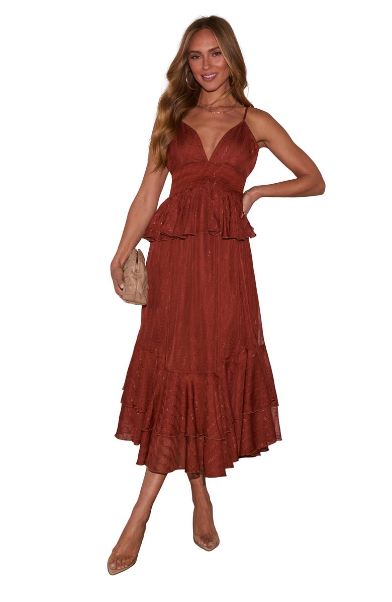 VICI Collection Love Waist Metallic Ruffle Sleeveless Maxi Dress, Alternate, color, 