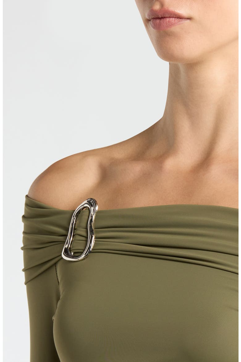 Lannie Hardware Off the Shoulder Top, Alternate, color, GREEN