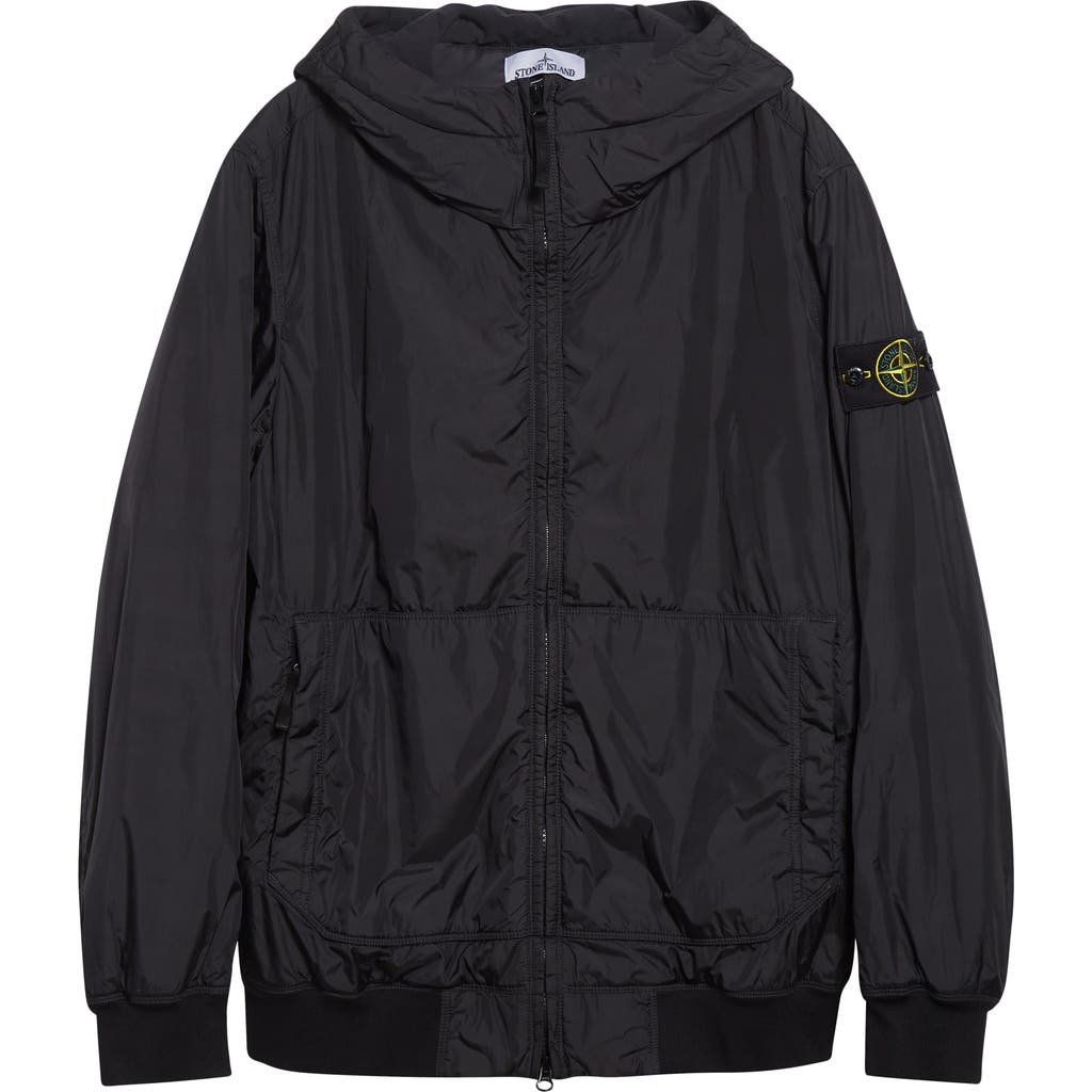 Stone Island Hooded Bomber Jacket In Black
