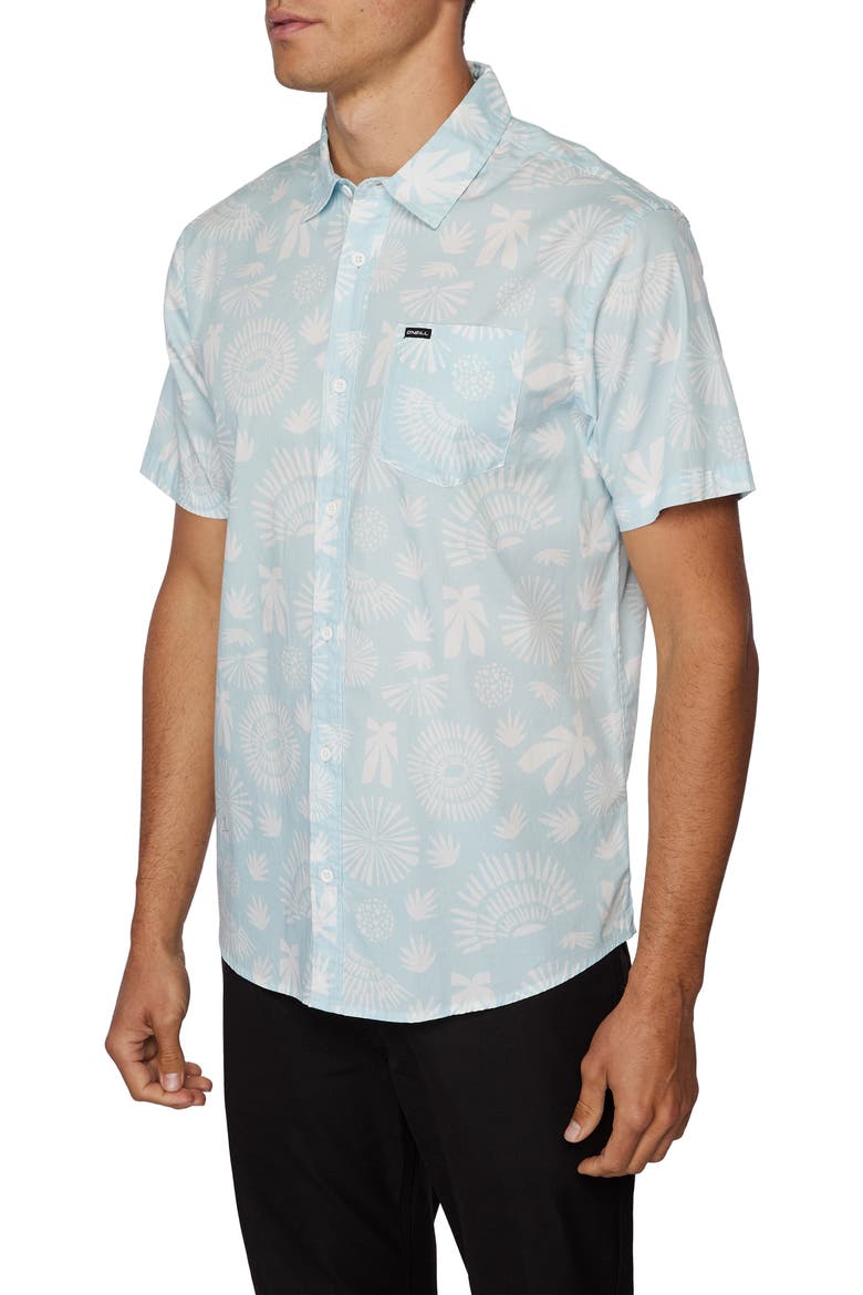 Cosmos Short Sleeve Stretch Cotton Button-Up Shirt, Alternate, color, PALE BLUE