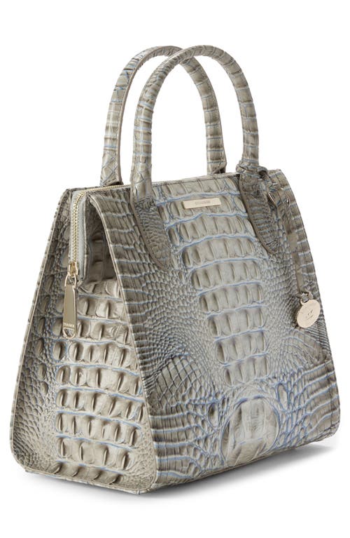 Brahmin Caroline Croc Embossed Leather Satchel In Gray