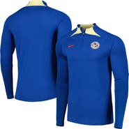 Nike Men's Nike Blue Club America Strike Drill 2023/24 Performance Quarter-Zip Long Sleeve Top