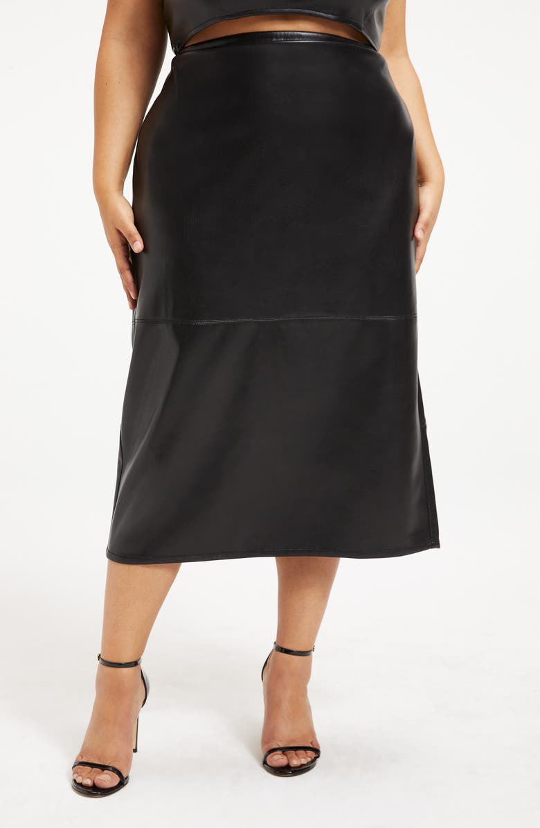 Good American Better Than Faux Leather Midi Pencil Skirt, Alternate, color,