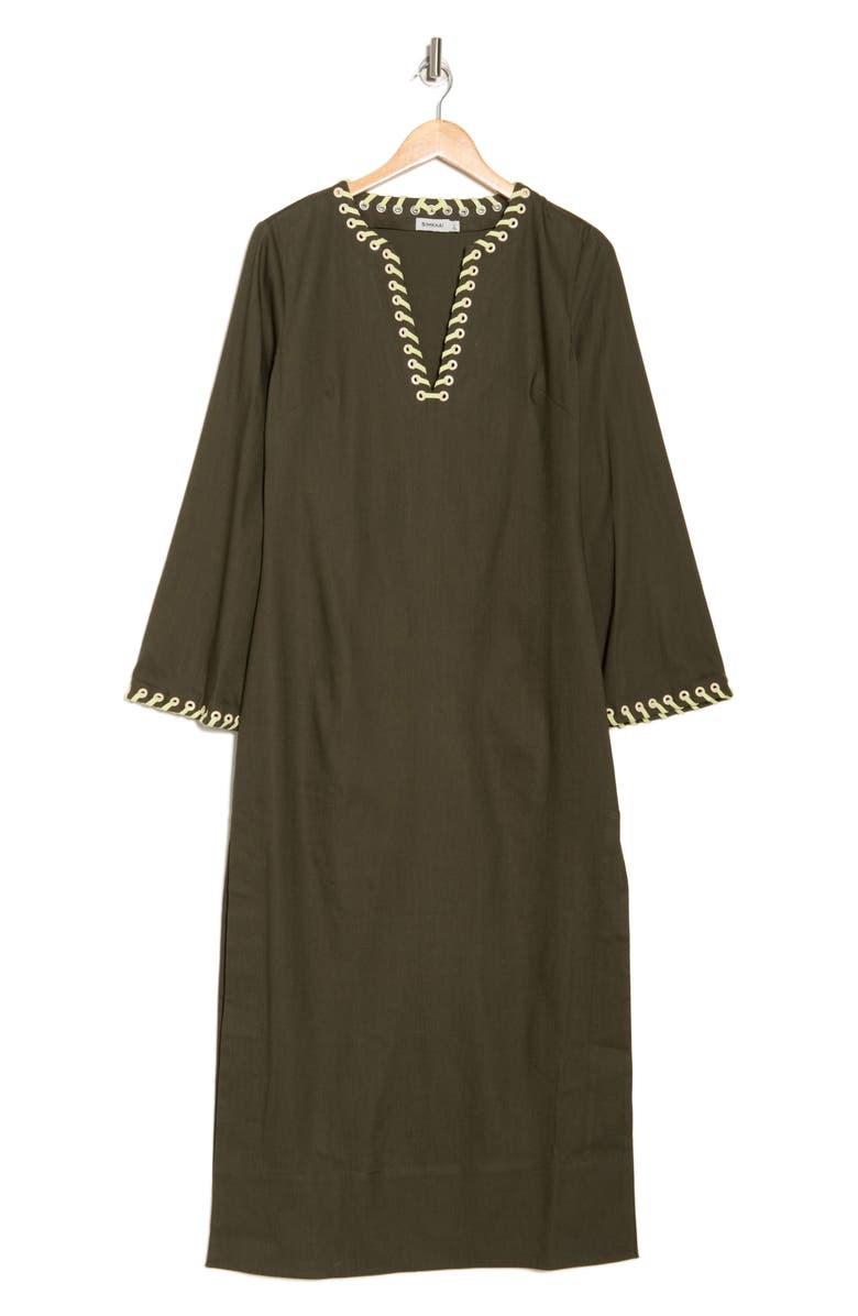 Simkhai Dalta Long Sleeve Linen Blend Maxi Dress, Alternate, color, Army