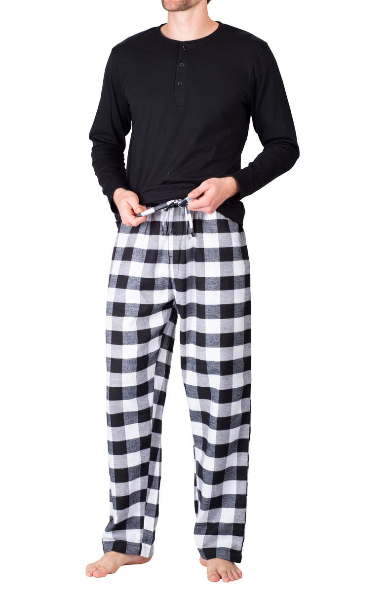 SLEEPHERO Flannel Pajama Set, Alternate, color, White And Black Buffalo Check