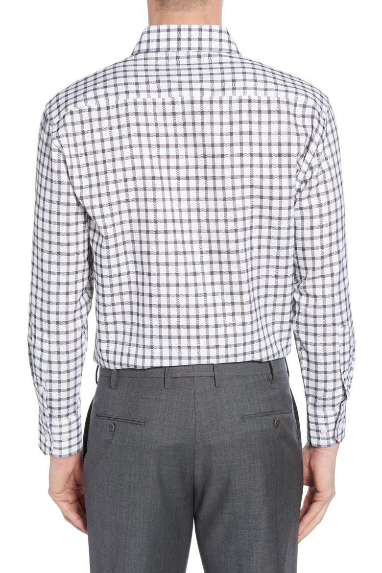 Trim Fit Plaid Dress Shirt, Alternate, color, BLACK