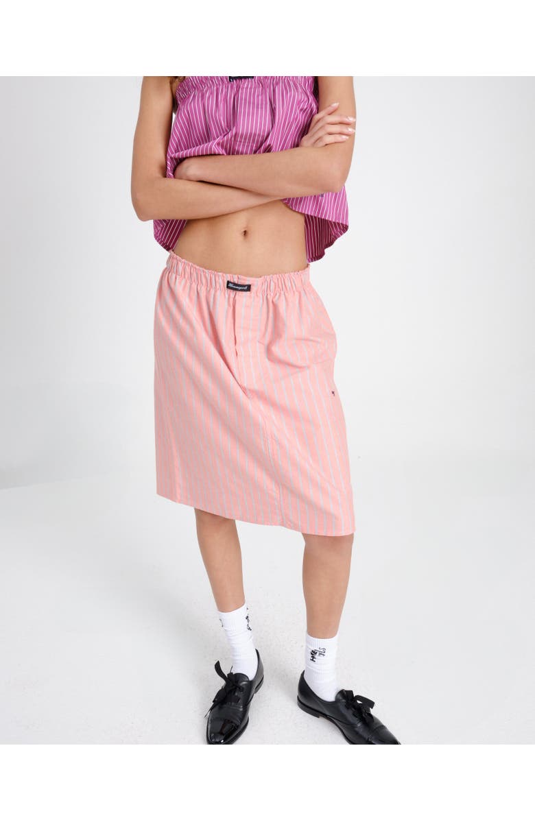Hommegirls Boxer Pencil Skirt, Main, color, Coral Stripe Oxford