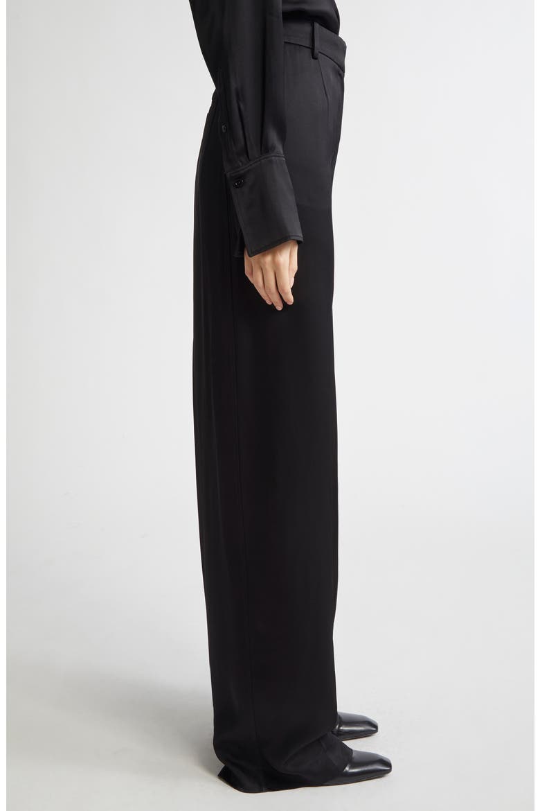 Fluid Wide Leg Wool Blend Trousers, Alternate, color, BLACK