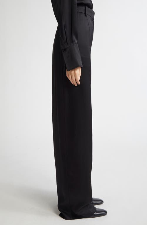 Totême Toteme Fluid Wide Leg Wool Blend Trousers In Black